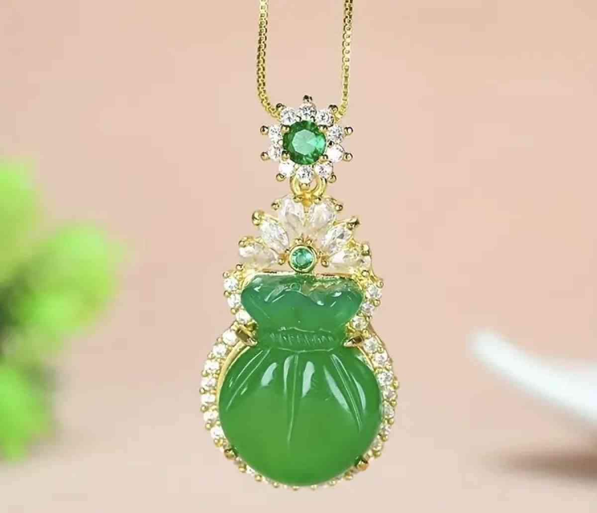 Green Jade Money Pocket Jadeite Pendant Necklace