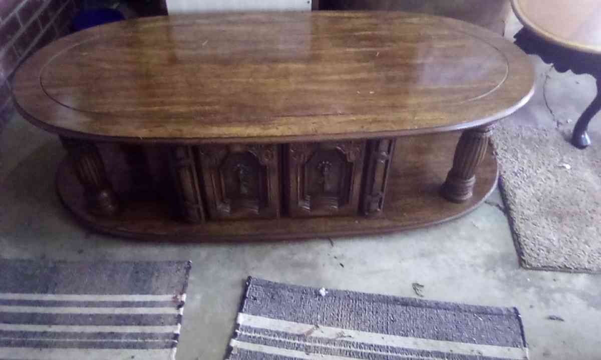 1950s vintage solid wood coffee table made in America