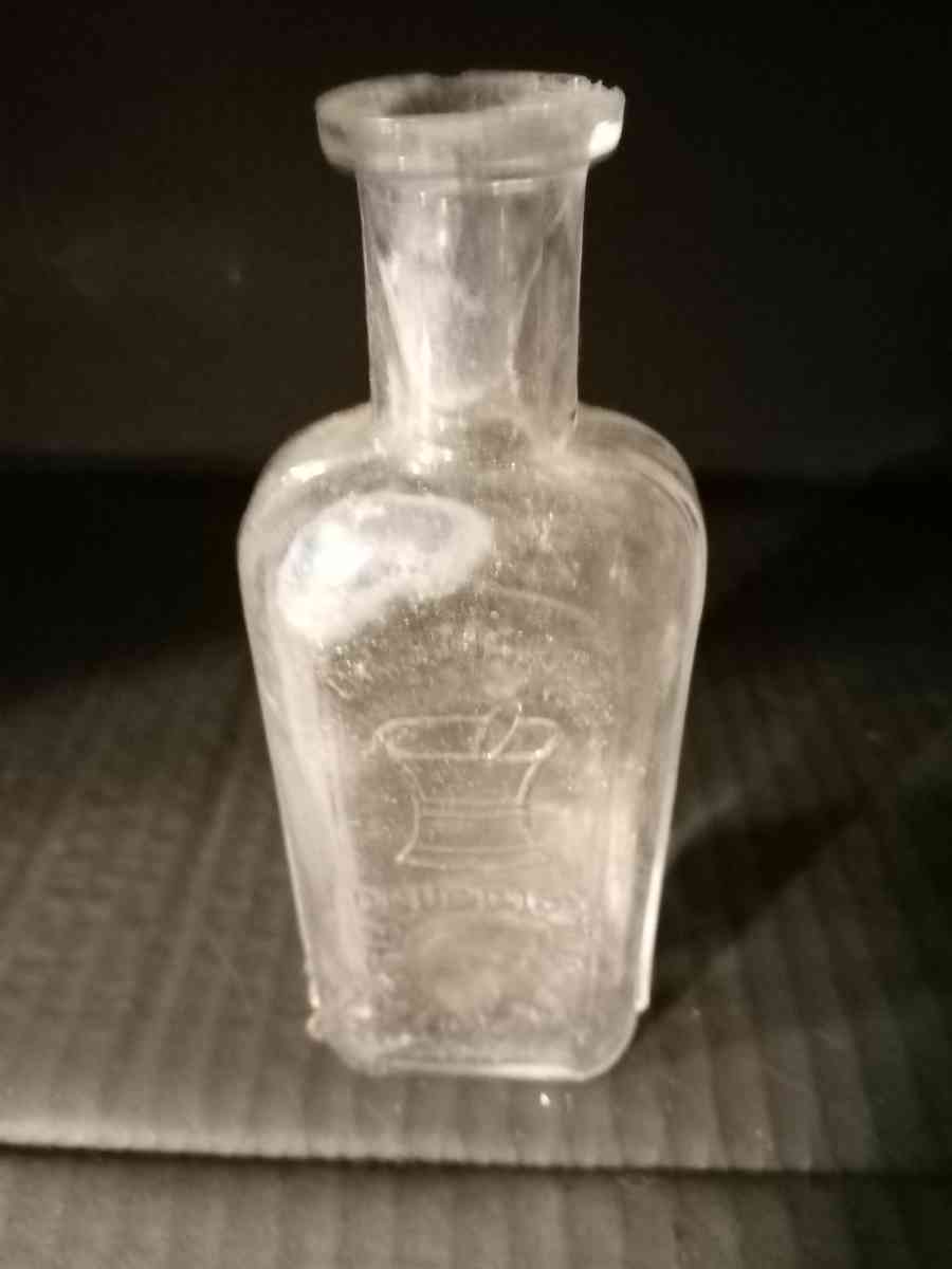 Antique Pharmacy Druggist Bottle Prescription Work Mortar an
