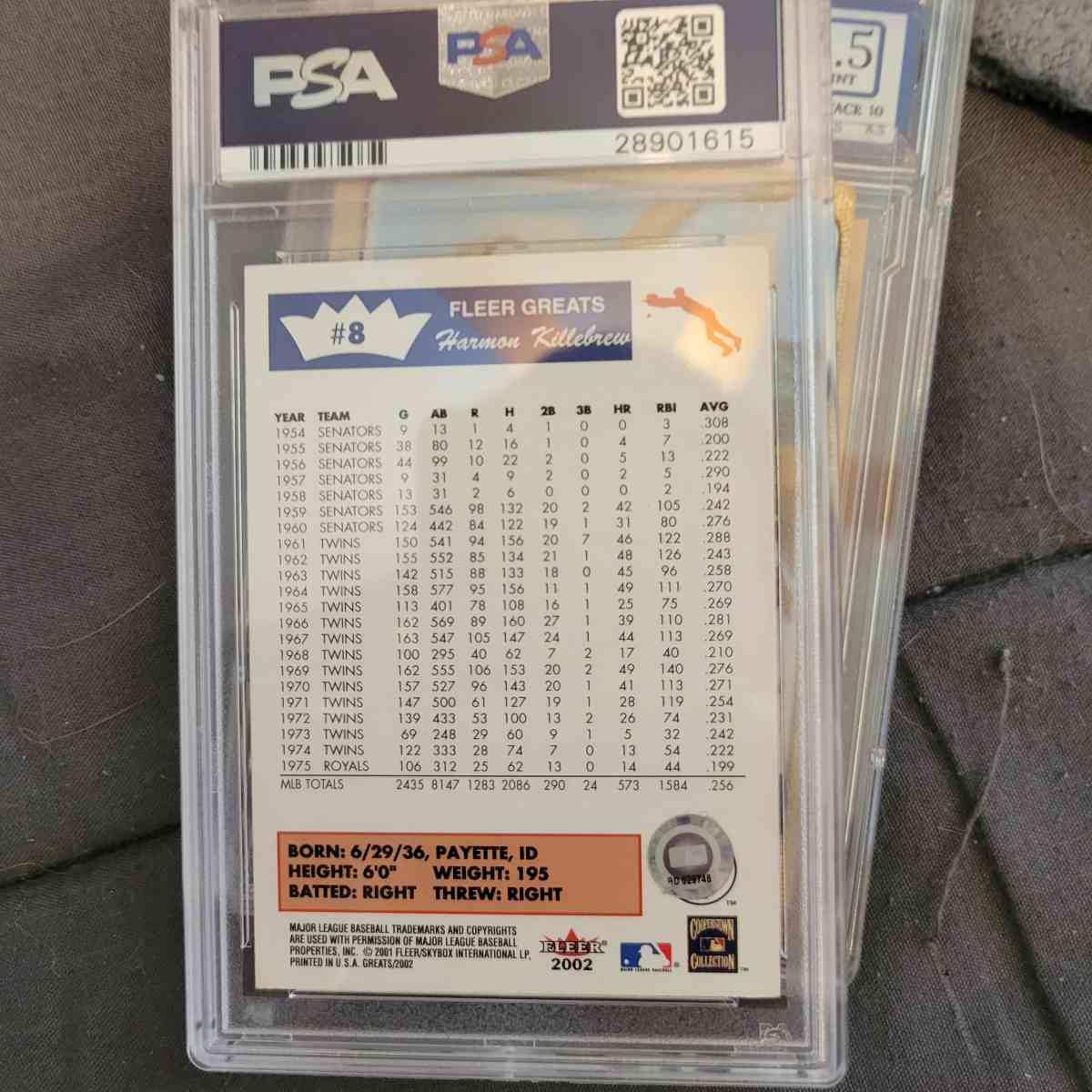 harmon killebrew signed baseball card