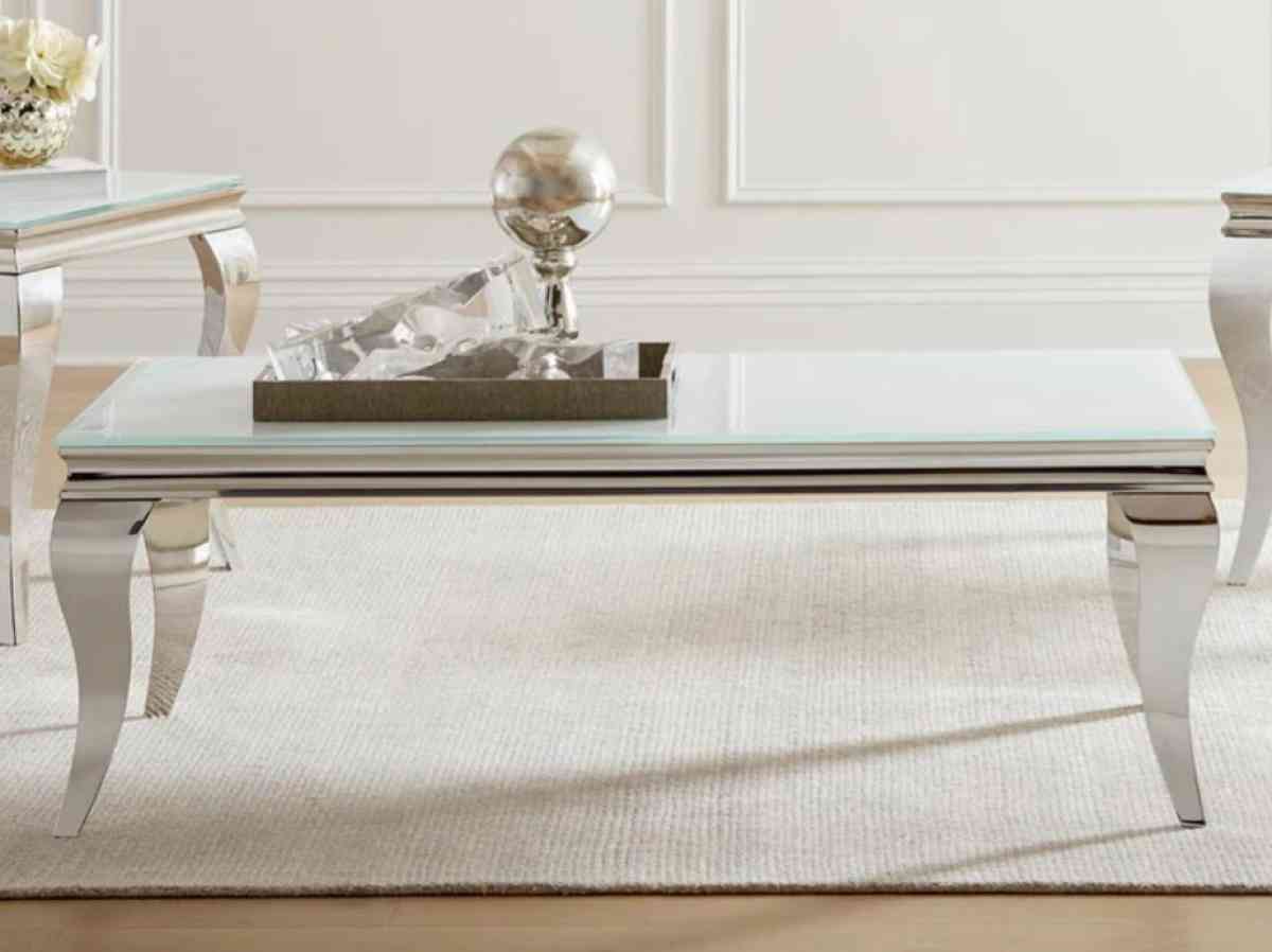 Luna WhiteChrome Rectangle Coffee Table