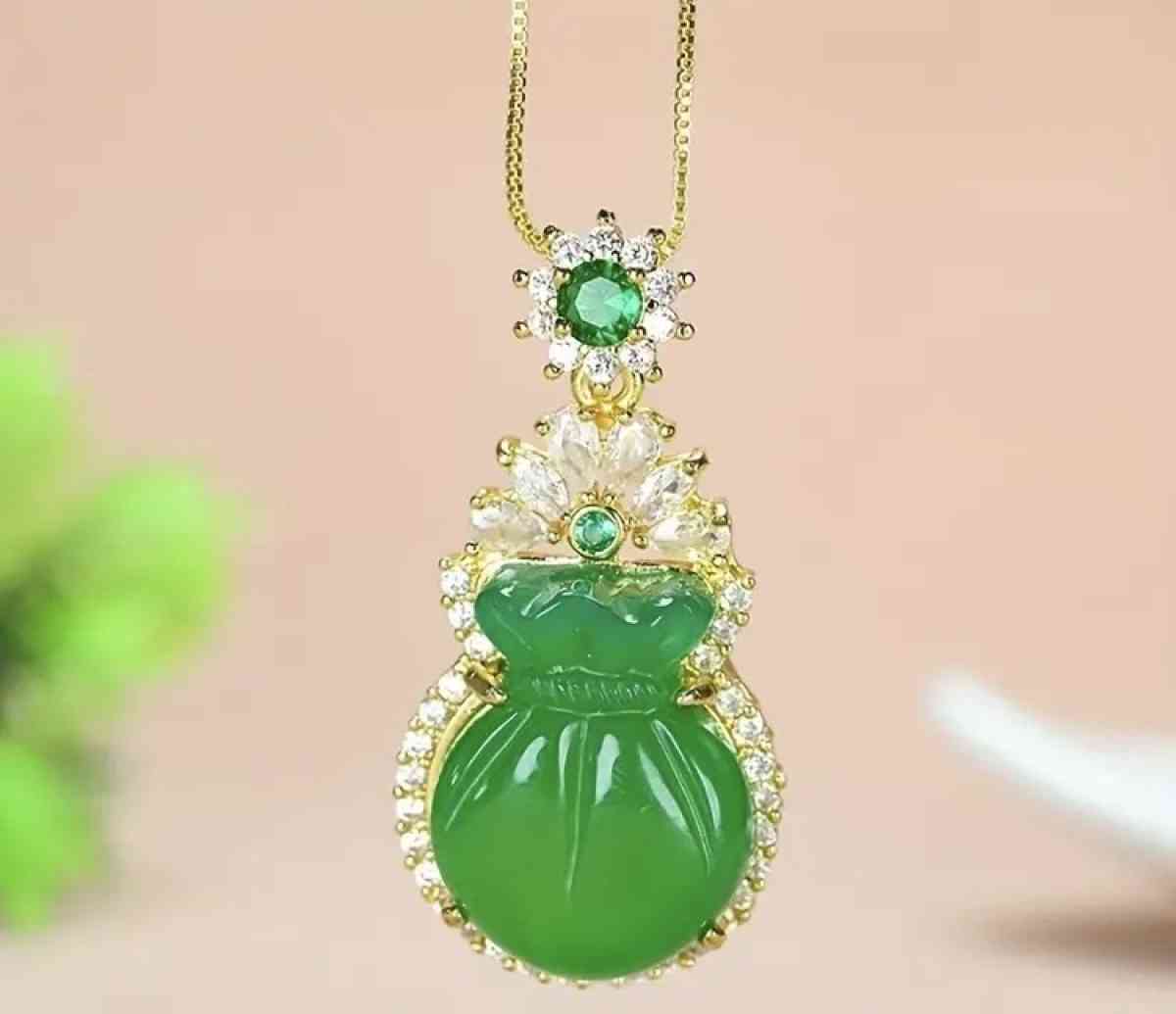 Green Jade Money Pocket Jadeite Pendant Necklace