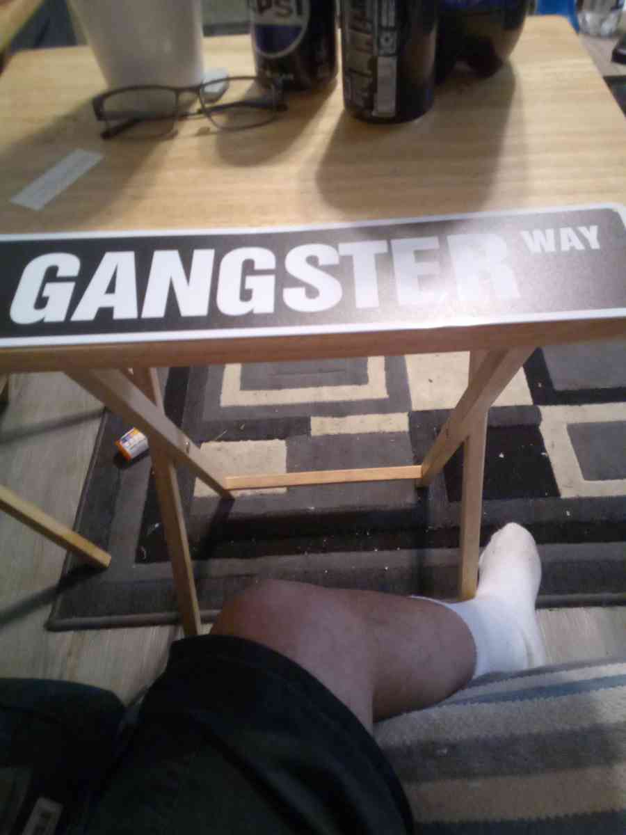 gangster way metal sign cash only