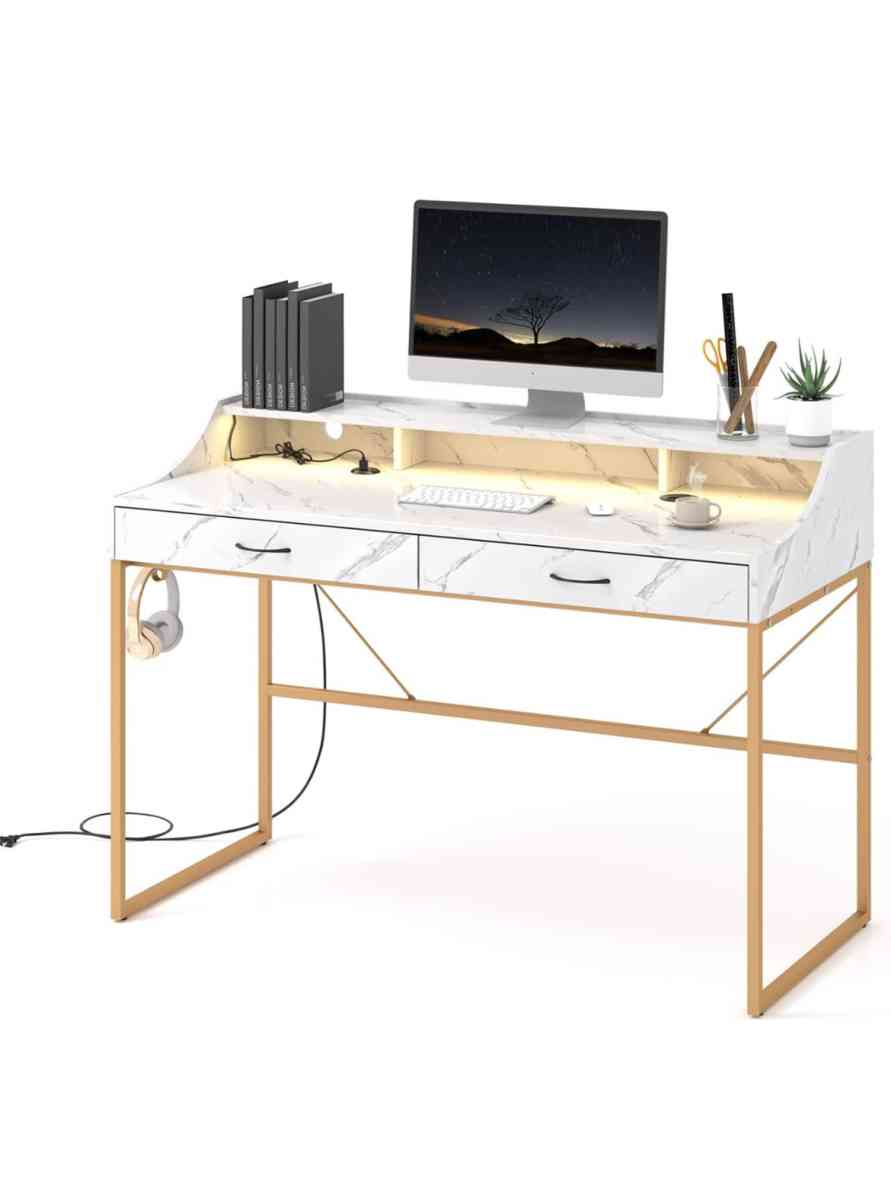 desk with LED light