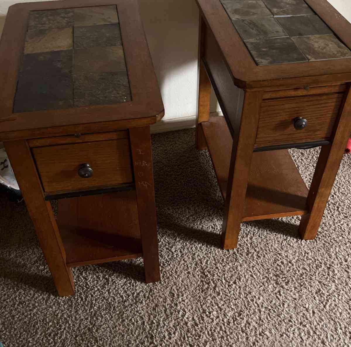two wood night stands or end tables