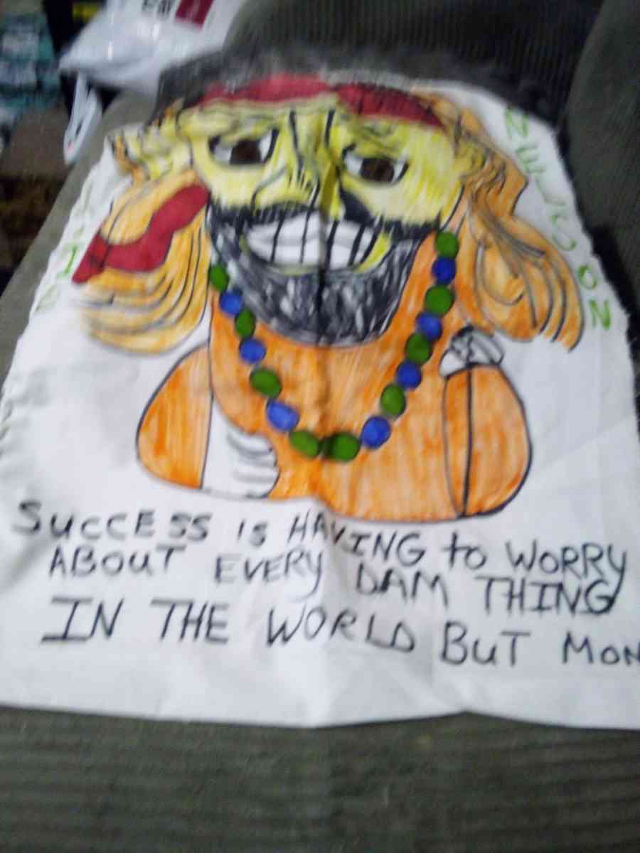 cartoon on pillows and wall hangings