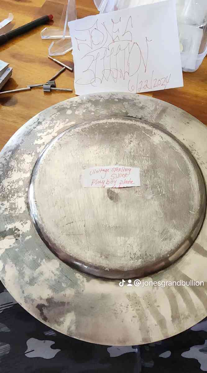 2lbs sterling silver late 60s early 70s playboy  plate