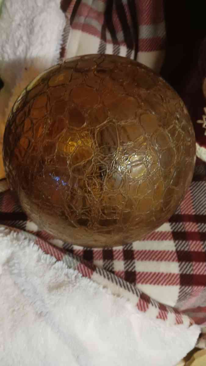 gold yellow crackle glass cover for ceiling light or swag la