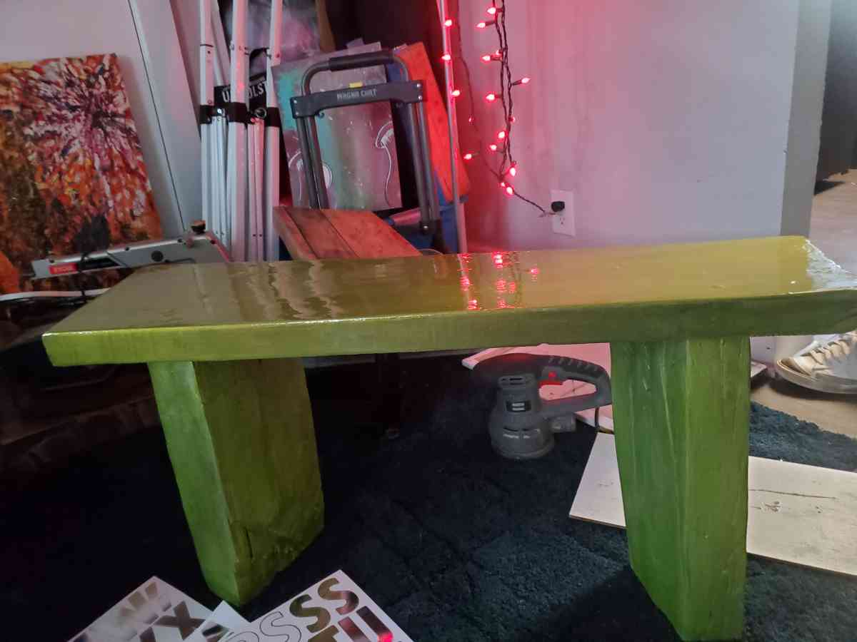 solid oak wood bench