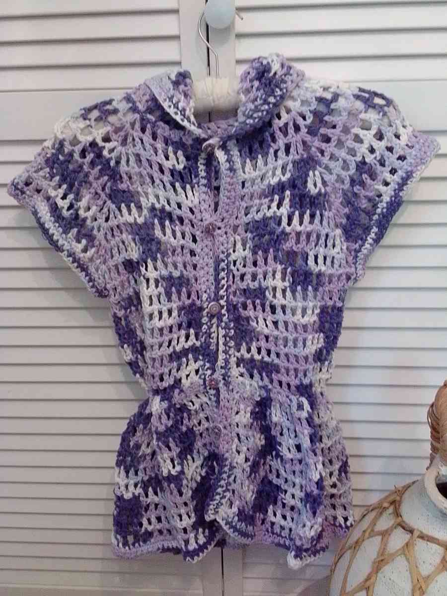 crocheted cotton girls hoodie