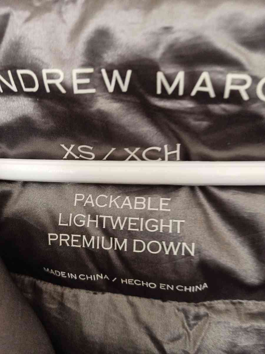 Andrew Marc XS metallic purple puffer