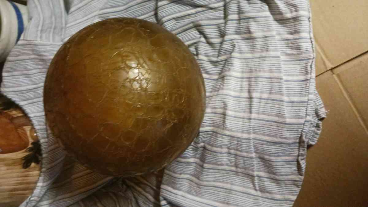 gold yellow crackle glass cover for ceiling light or swag la