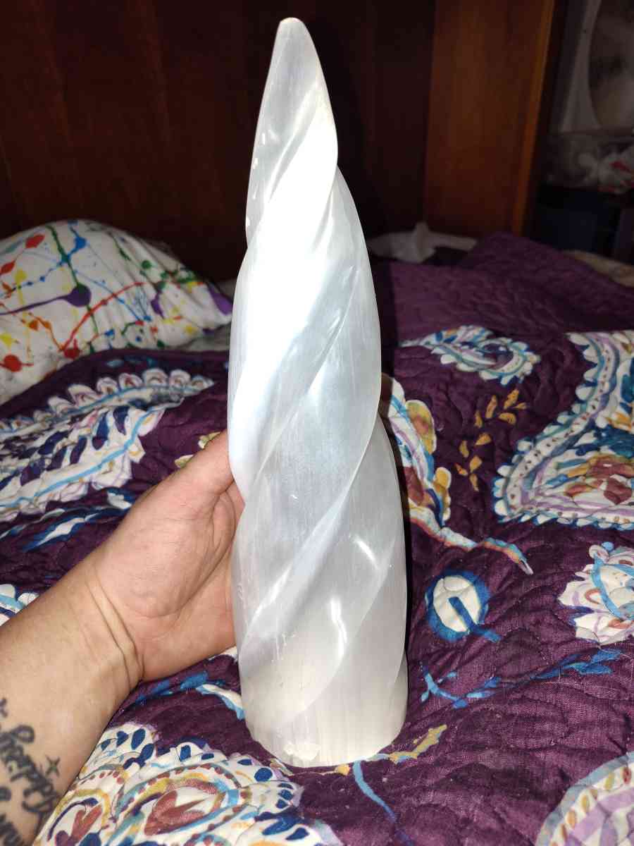 Selenite from Morocco Unicorn Spiral Crystal