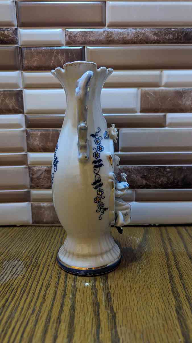 Vintage Victorian  Vase With A 3D Woman Inset Holding Flower