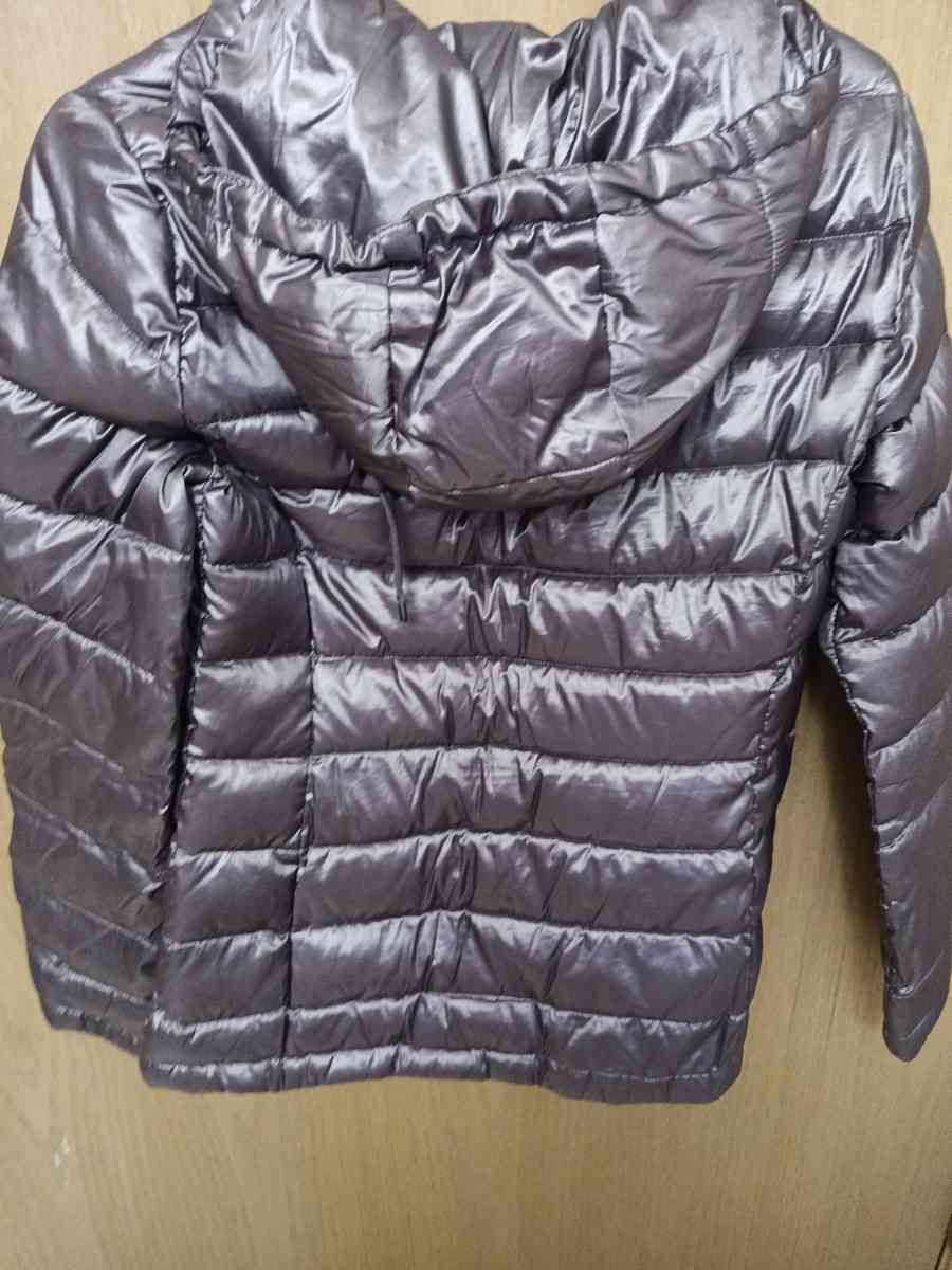 Andrew Marc XS metallic purple puffer