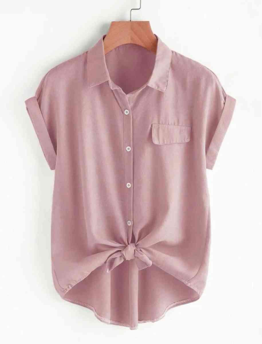 Pink Sleeve Button Front Shirt