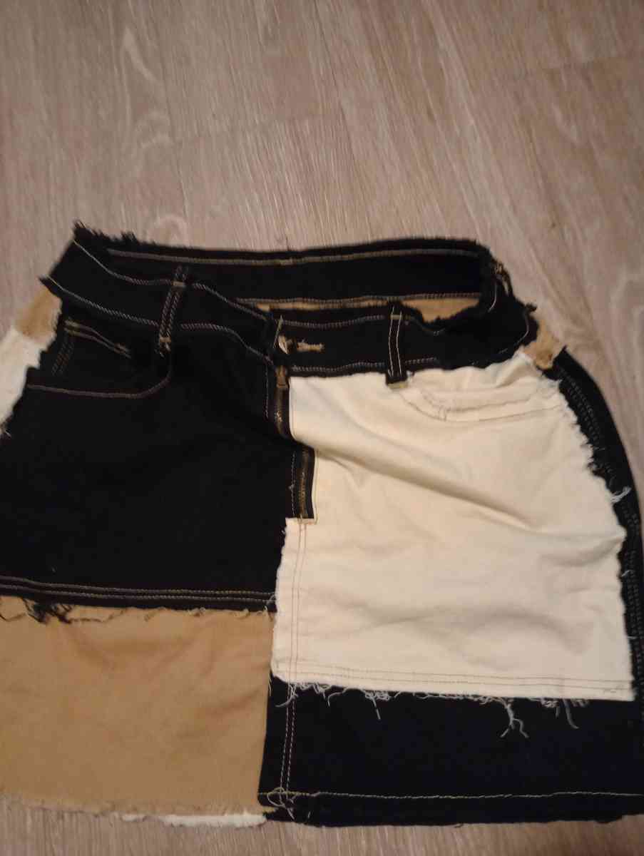 white black tan low Short skirt