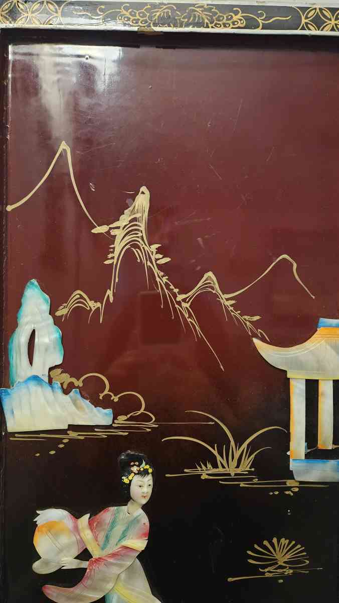 VINTAGE CHINESE MOTHER OF PEARL 3D ALBALONE SHELL ART