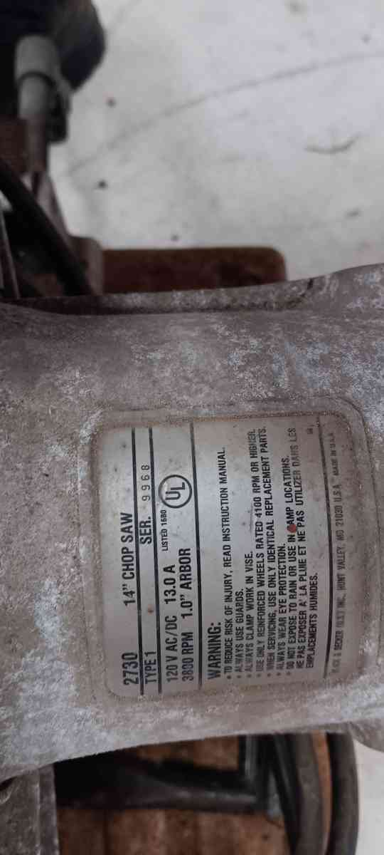 Black and decker industrial chop saw