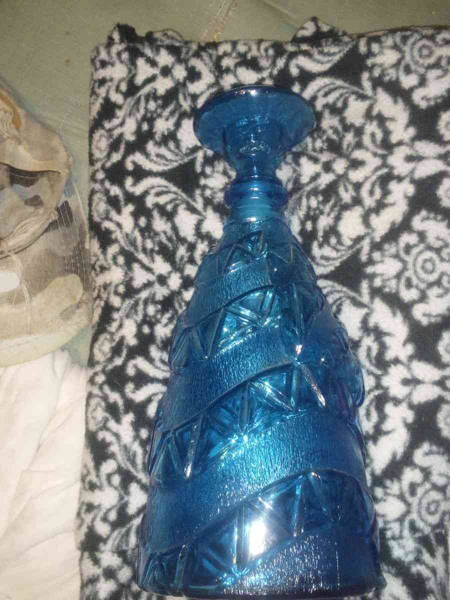BLUE ITALIAN GLASS DECANTER