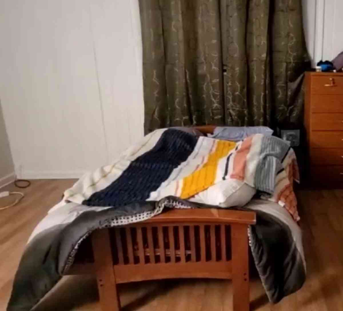 full size wood futon  with mattress