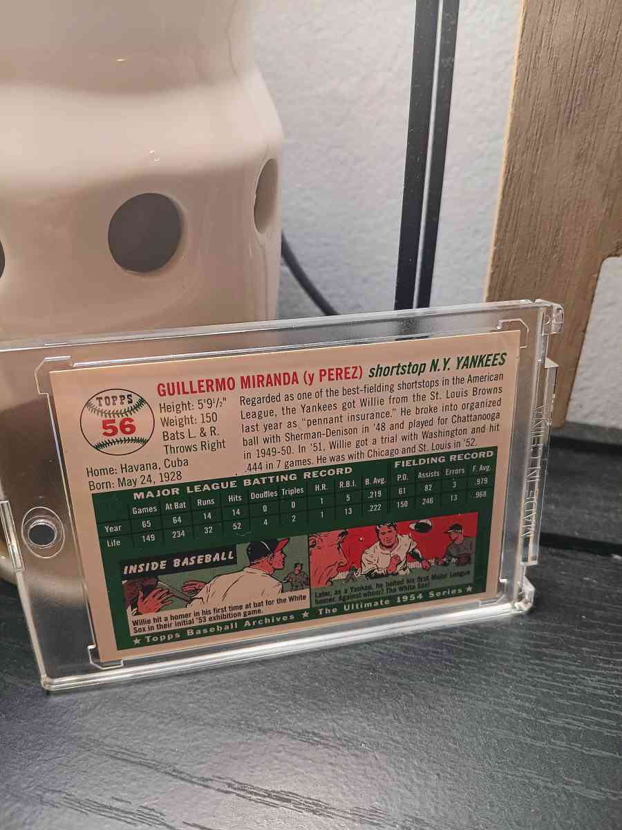 1954 Willie Miranda New York Yankees