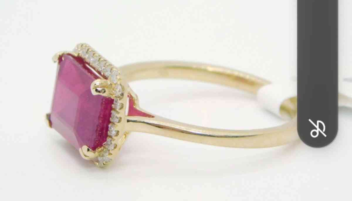 14k Gold Rudy  and diamonds   ring