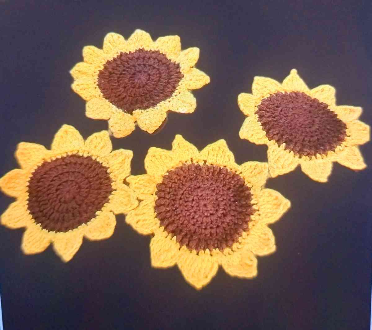 Sunflower Crochet Coasters