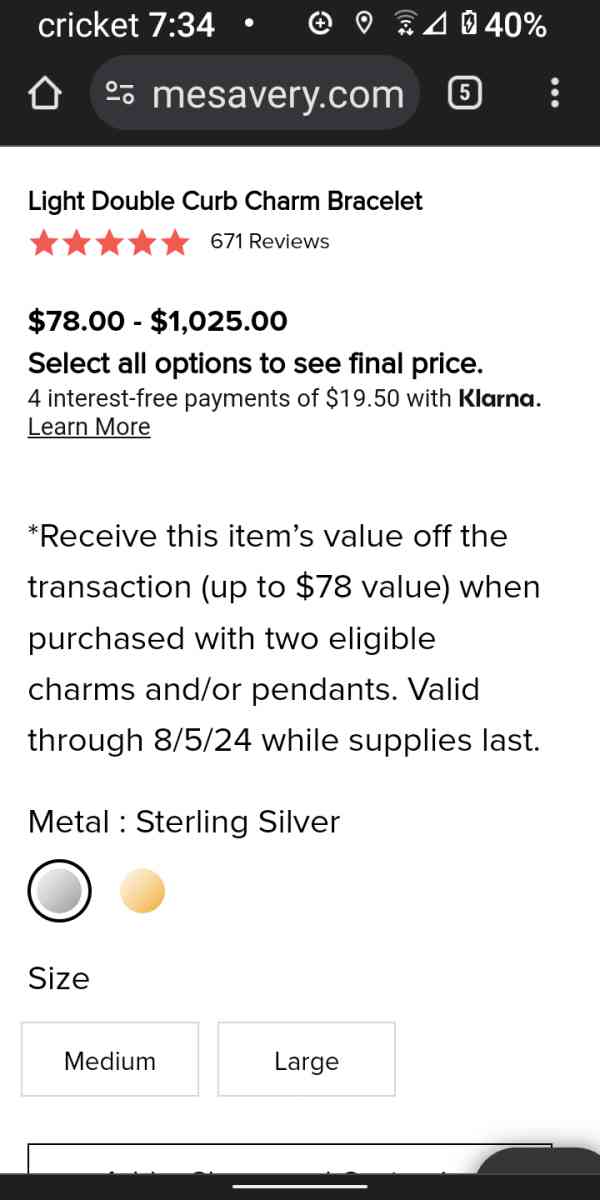 Authentic James Avery Mothers day charm bracelet