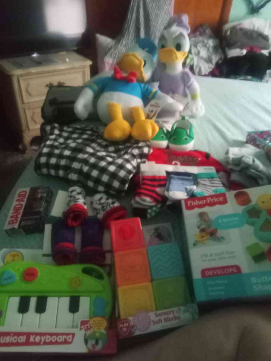 new baby clothes shoes changing pad