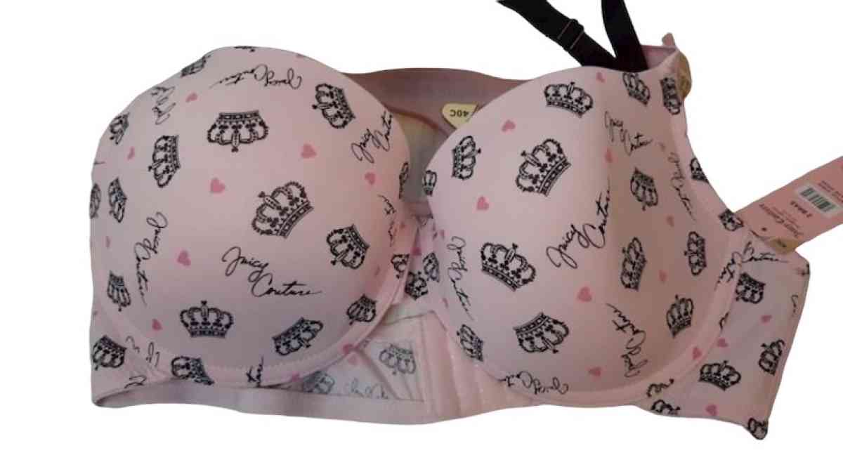 Juicy Couture NWT Bra Set Pink W Logo  Black Size 40C