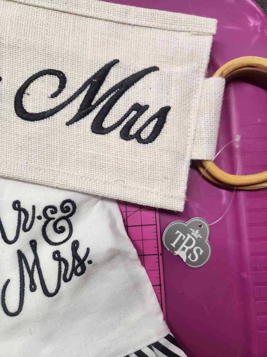 Newlyweds Gifts Lot 2 TRS Hand Towels Mr and Mrs  Wine Bag