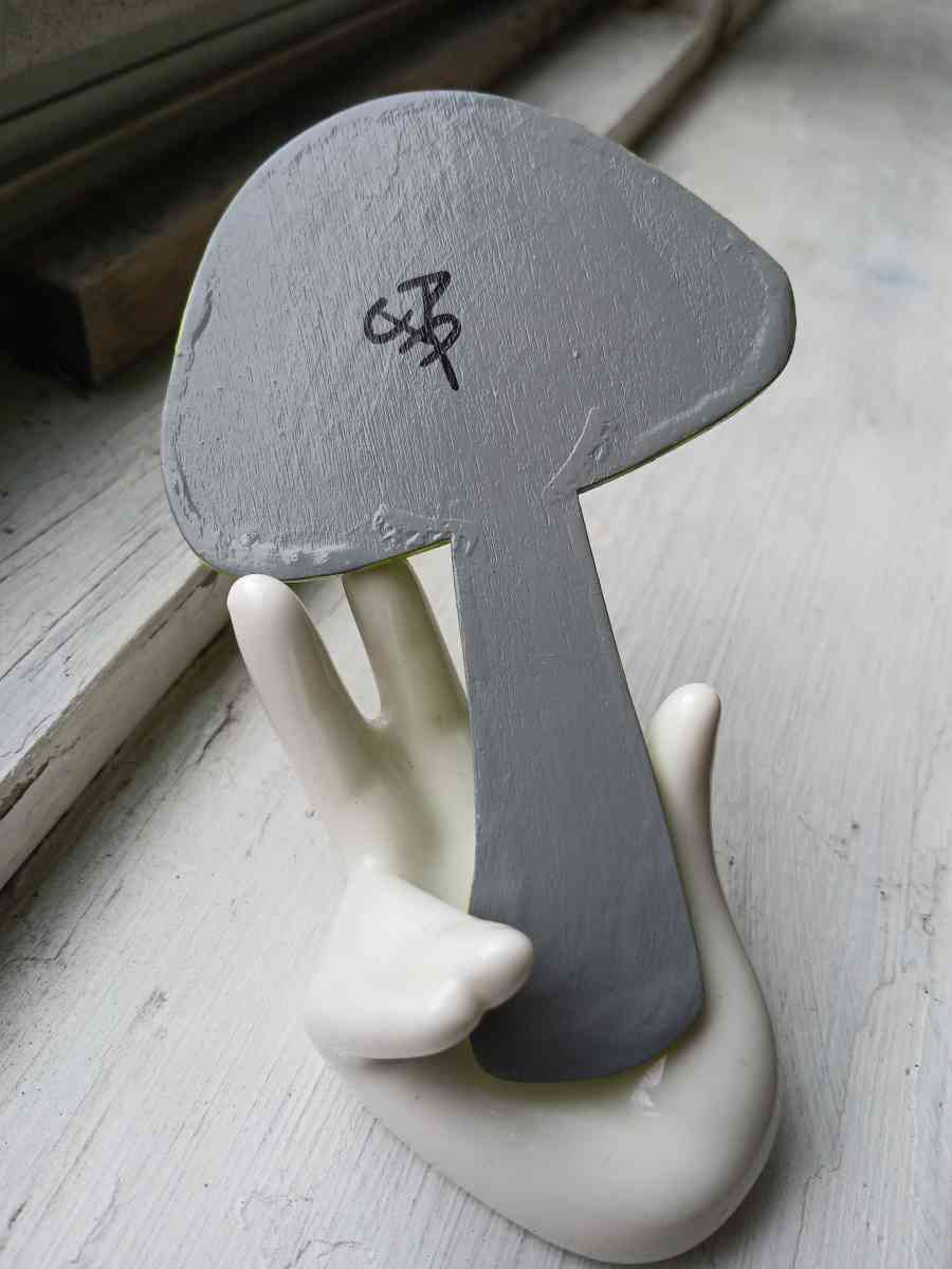 Cosmic Splatter Acrylic Pour Painted Wooden Mushroom