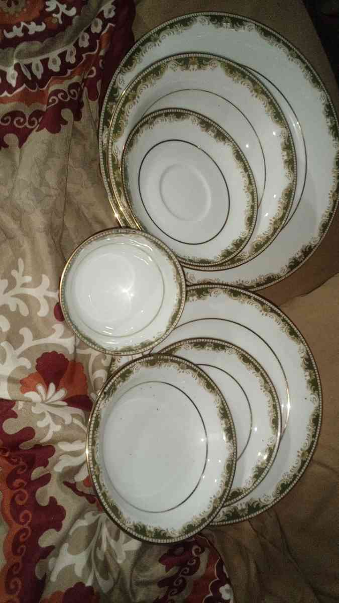 noritake china dishes with ailer plated spoons and forks