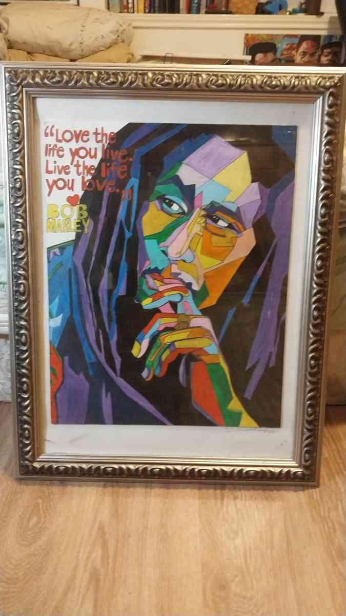 BOB MARLEY LOVE LIFE framed original artwork painting