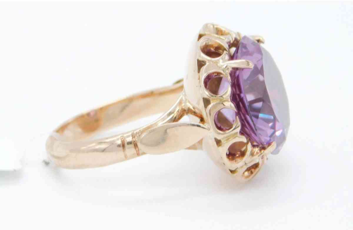 14k gold  yellow natural Amethyst