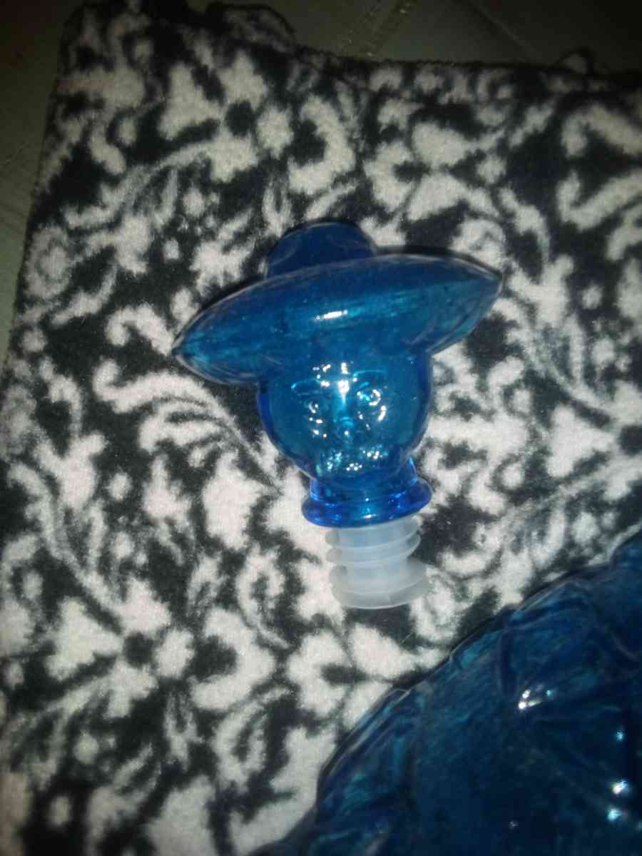 BLUE ITALIAN GLASS DECANTER