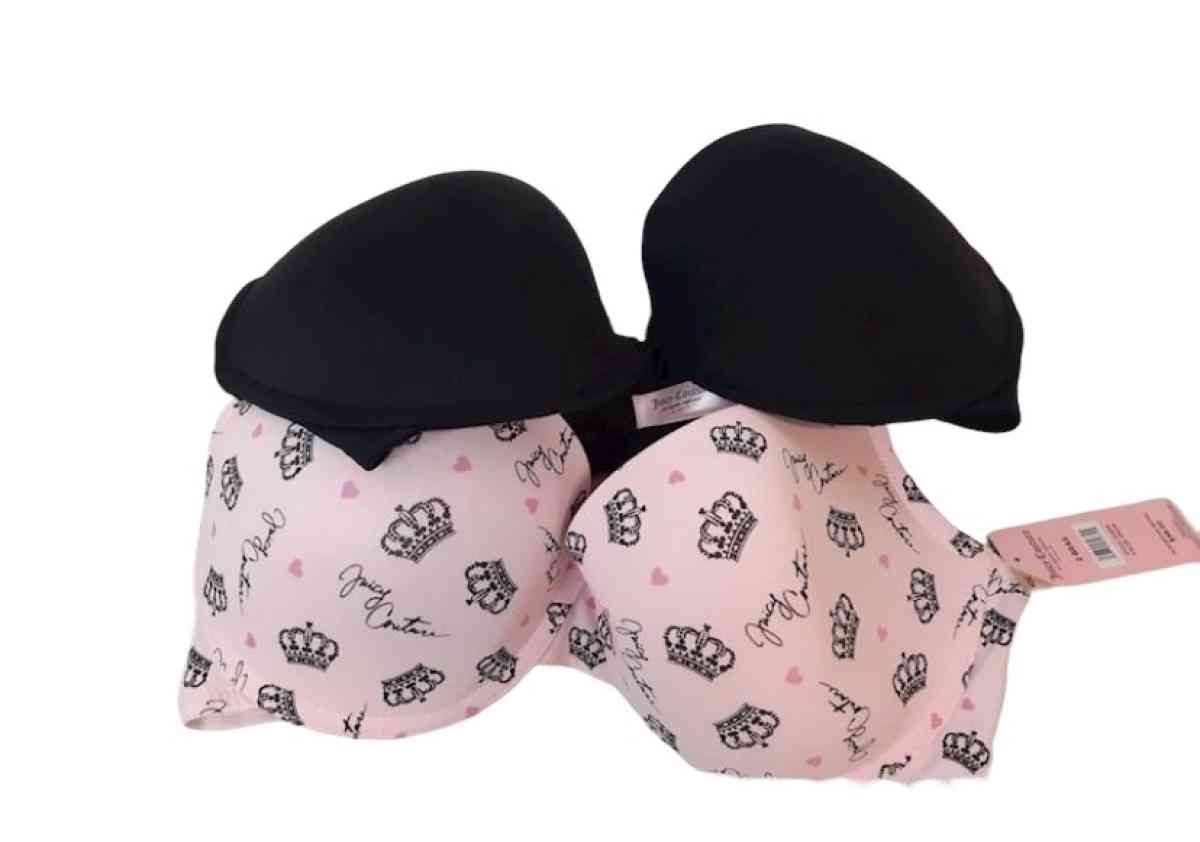 Juicy Couture NWT Bra Set Pink W Logo  Black Size 40C