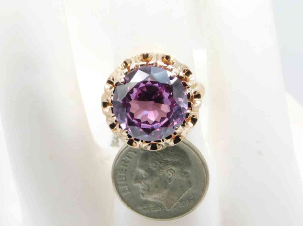 14k gold  yellow natural Amethyst