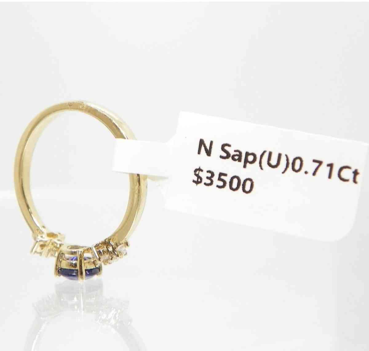 14k gold ring blue sapphire with diamonds