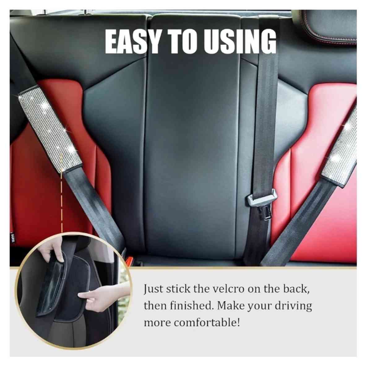 Bling car set 1 steering wheel cover 2 seat belt