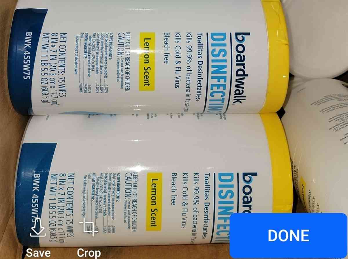 Boardwalk Lemon Scented Disinfectant Wipes 75 Count