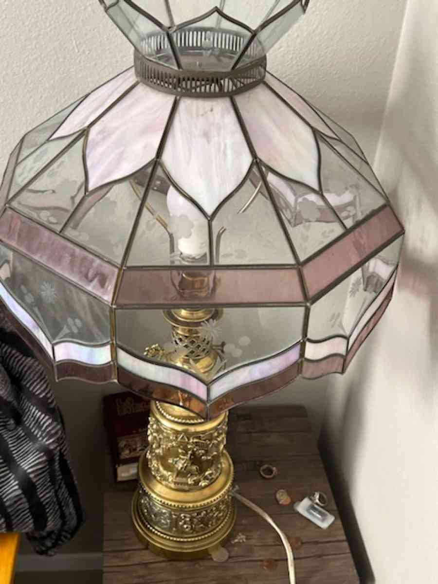 old Vincents lamp shade and lamp