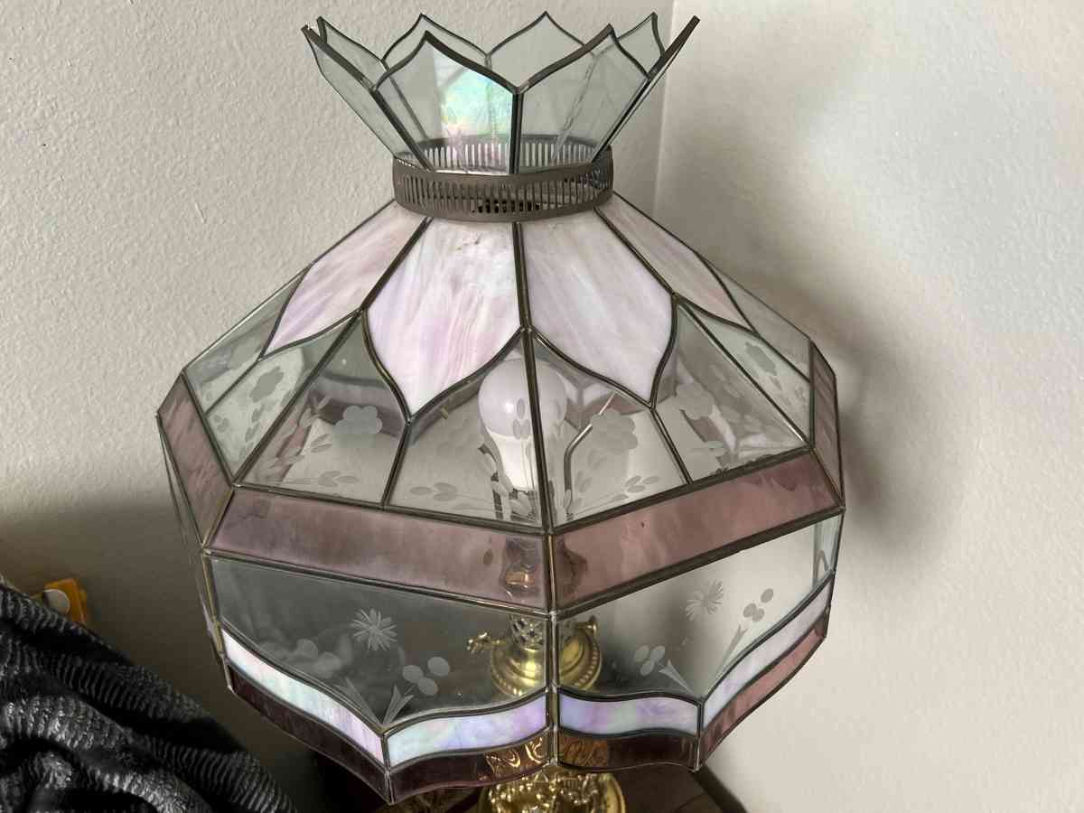 old Vincents lamp shade and lamp