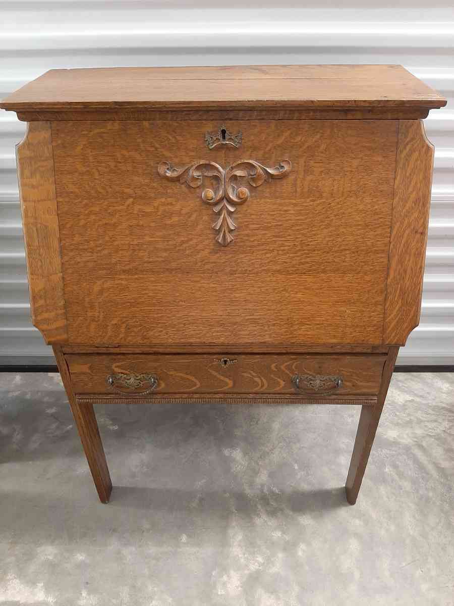 oak drop front small secretary
