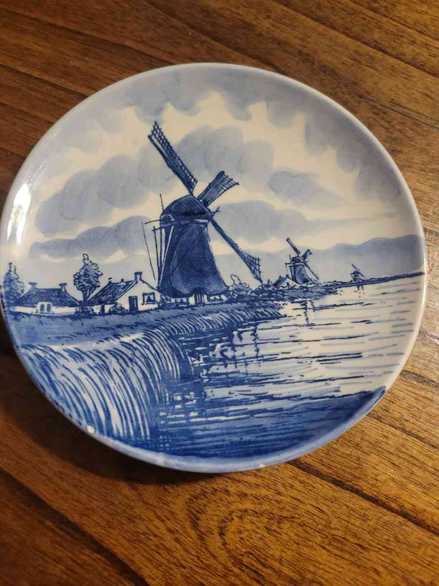 Vintage Blue Hollamd Windmill Mini Plate