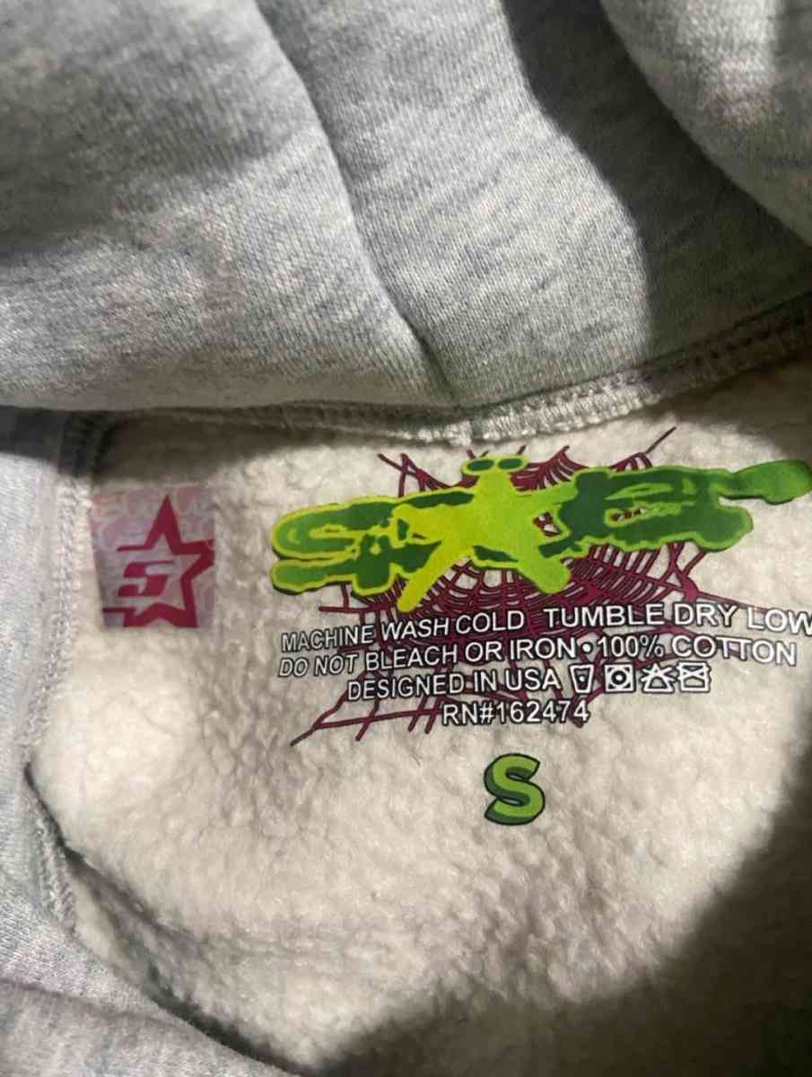 Gray Sp5der Worldwide Beluga Hoodie all sizes
