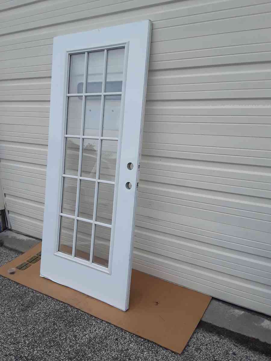 Nice White 15 Light Steel Door with HingesLeft Hand Swing