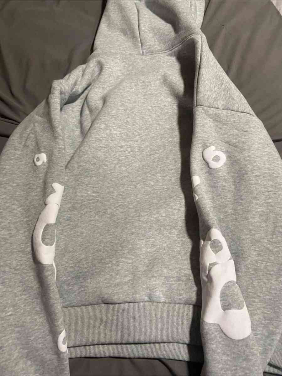 Gray Sp5der Worldwide Beluga Hoodie all sizes