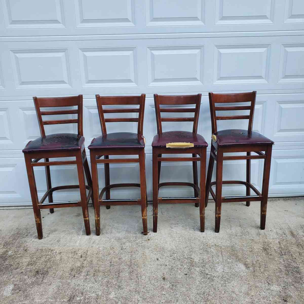 4 Bar Height Wooden Chairs  Cushions Are Rough  RRR Furnitu